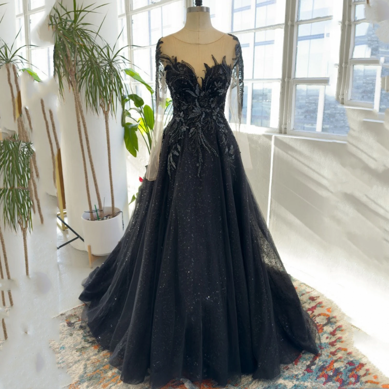 Elegant Gowns Black Elegant Evening Dresses for Women Luxury Woman Party Dress Es Sexy Line A Prom Dresses Customized Fluffy