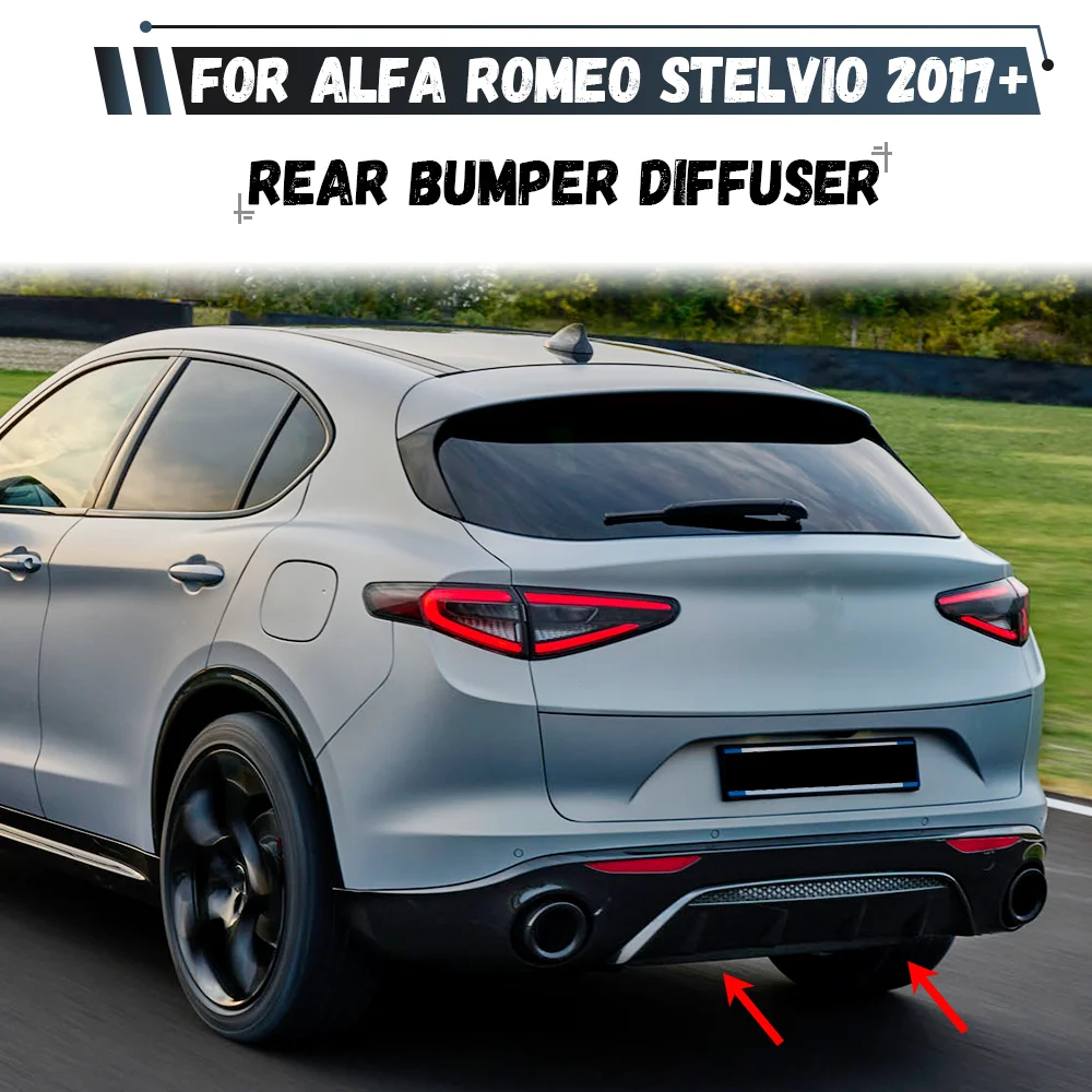 

For Alfa Romeo Stelvio 2017-2024 Car Rear Bumper Diffuser Lip Spoiler Splitter Plate Body Kit Tuning