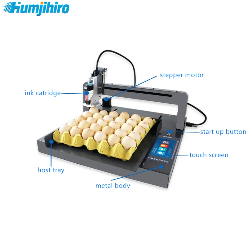 Tray Type XY Axis Egg Inkjet Printer 12.7mm Egg Coding Machine Whole Disk Printing Production Date Serial Number