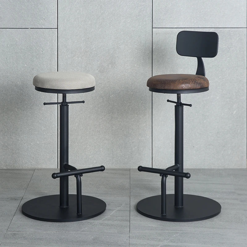 

Industrial Style Bar Stool with Swivel Base Adjustable Height Iron Bar Chair Modern Kitchen Island Stool Retro Pub Counter Seat