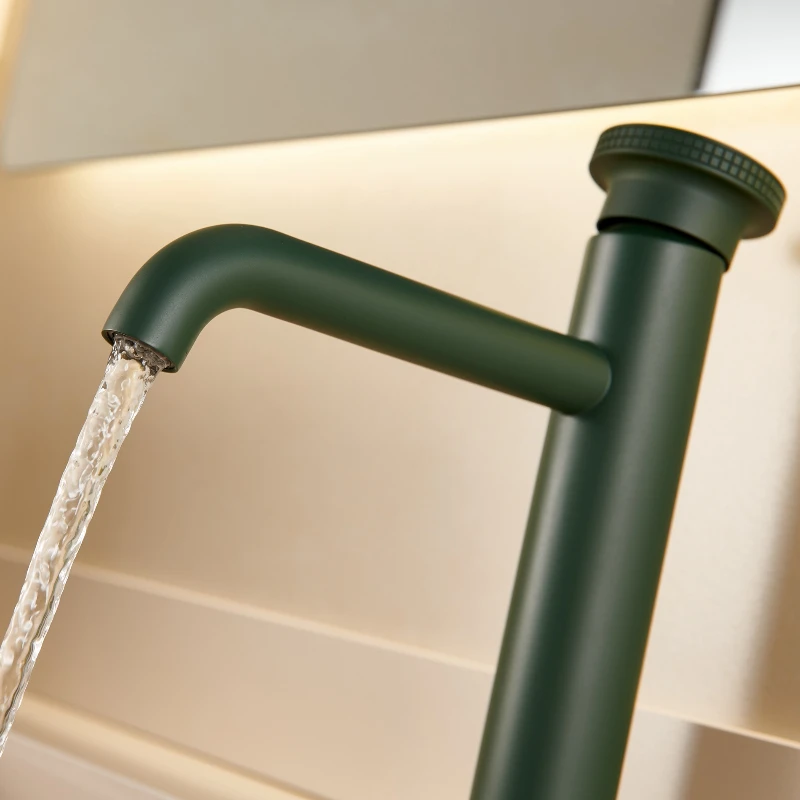 Matte Green Bathroom Sink Basin Faucet Hot and Cold Water Mixer Tap for Vanity Countertop Undermount