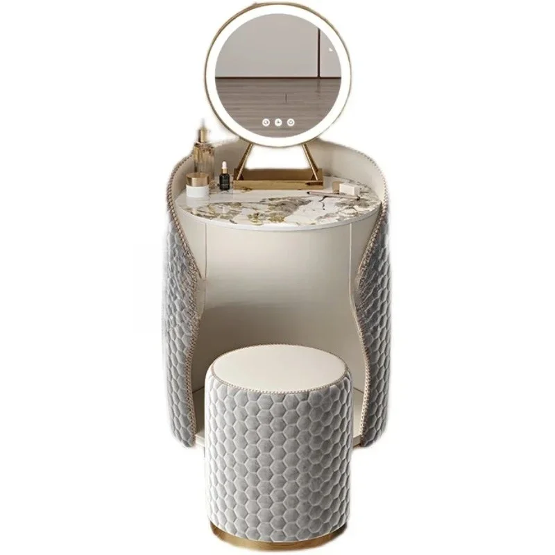 A  Nordic dresser bedroom modern simple round personality small light luxury mini princess makeup table
