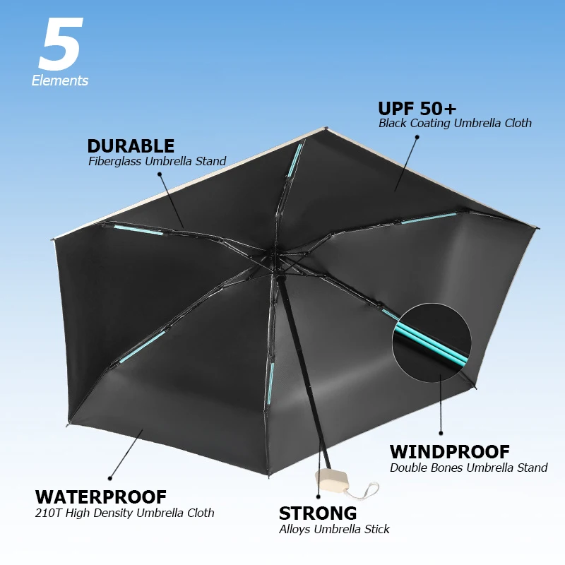 6k12bones Mini Paraplu Sterke Winddichte Zon Regen Paraplu Met Uv Bescherming Zak Paraplu Ultraviolet Proof Propabele Parasol