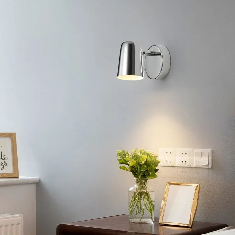 Modern Minimalist Wall Lamp Chrome Bedside Light Living Room Background Light LED Lighting Fixture For Bedroom Study Home Decor
