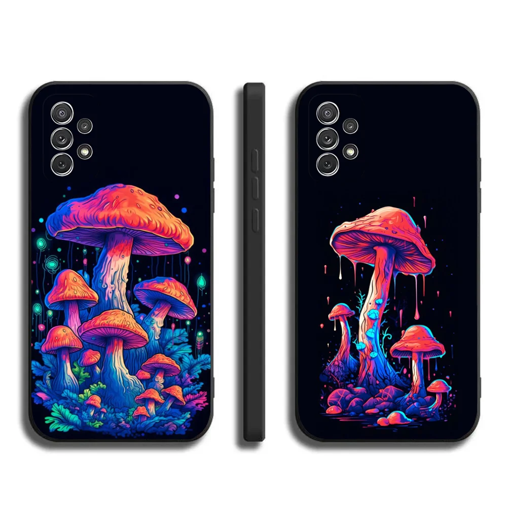 

Trippy Psychedelic Mushrooms Phone Case for Samsung Galaxy A13,A21s,A22,A31,A32,A52,A53,A71,A80,A91, Soft Black Cover