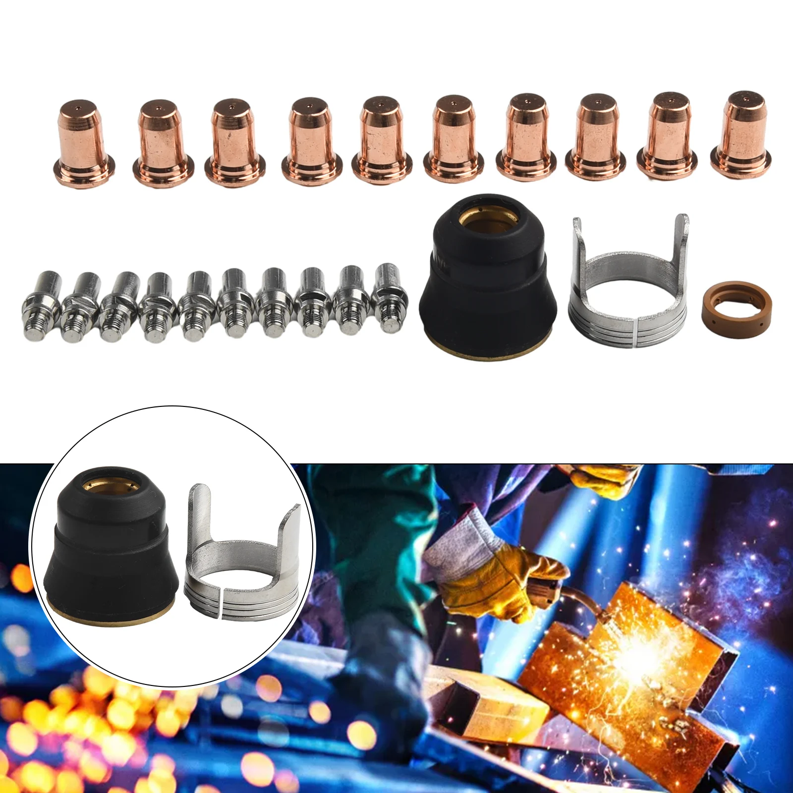 

23pcs Plasma Cutting Torch Kit for IPT60 PT60 IPT40 Series Includes 1 0mm Electrodes and Nozzles for Better Performance