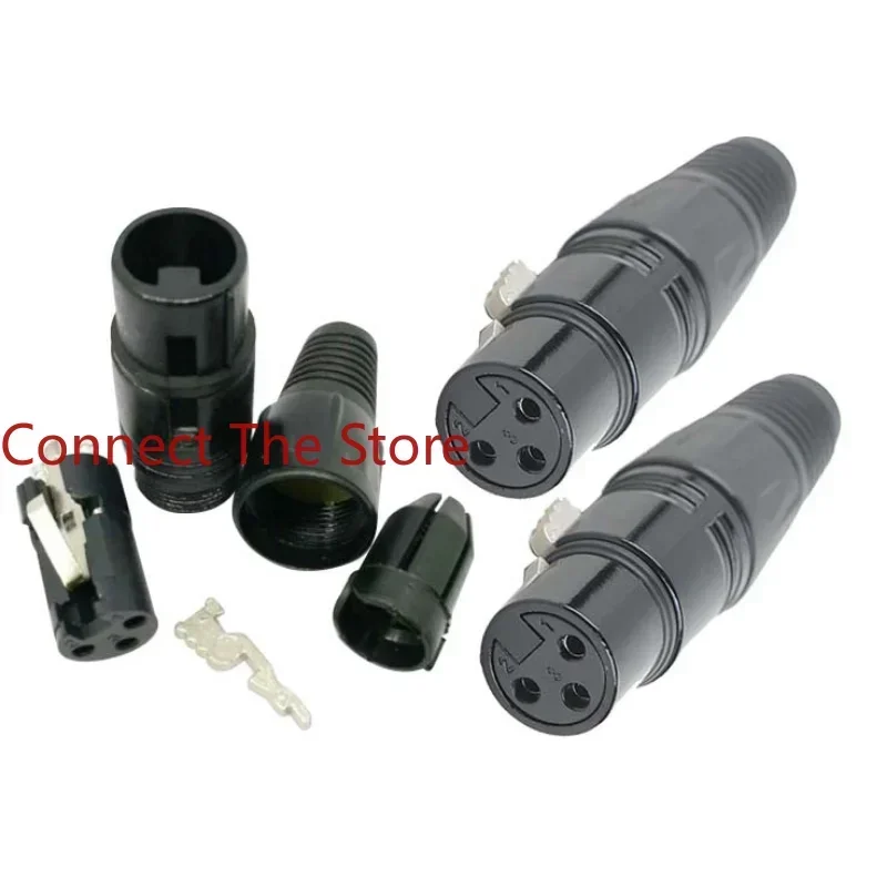 

2PCS Power Amplifier 3P XLR Speaker Plug Three-core Balanced Canon Black Front Socket Metal Rear Shell