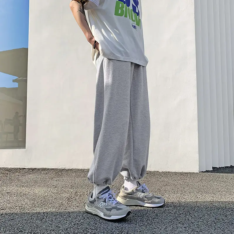 Summer Casual Loose and Versatile Trendy Sports Nine-point Tie-fitting Men's Pants Summer Thin Style