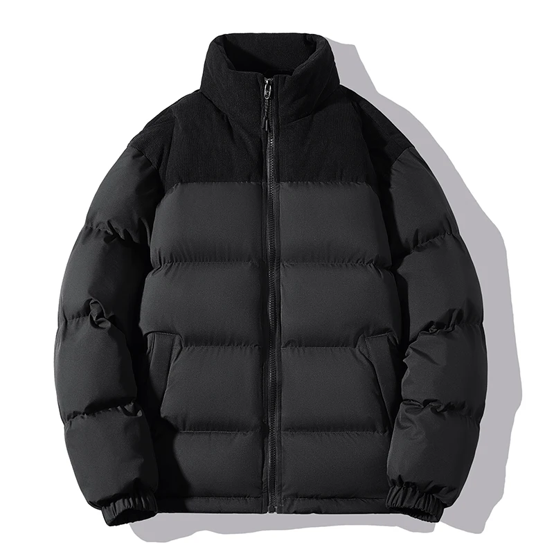 Jaqueta puffer de algodão acolchoada masculina, Parkas quentes casuais, casacos de cor sólida, casacos grossos de inverno, roupas masculinas, moda superior outwear