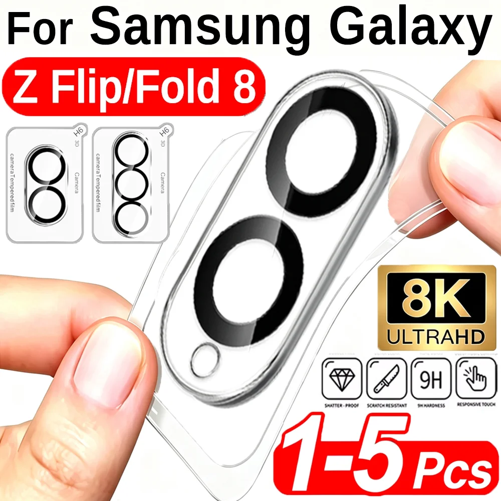 5-1PCS 3D Camera Lens Protector for Samsung Galaxy Z Fold 8 Wide Ultra Flip 8 HD Tempered Glass Lens Cover 9h Anti-Scratch Film