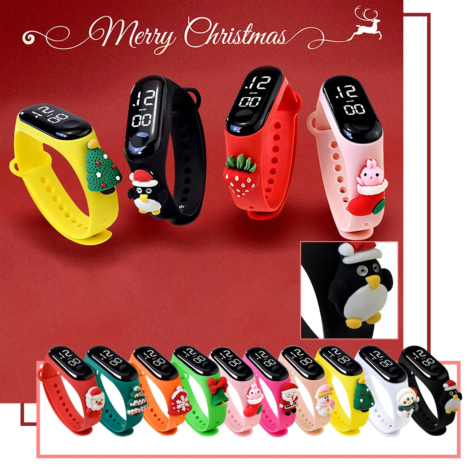 Christmas Sports Watch Outdoor Bracelet Electronic Watch Children's Bracelet Cute Doll Decorated Children's Watch