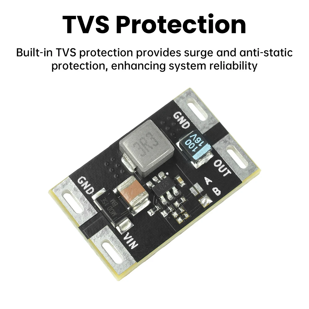 DC-DC 5-16V a 3.3V/5V 3A Salida TPS563201 Buck Solución con protección TVS