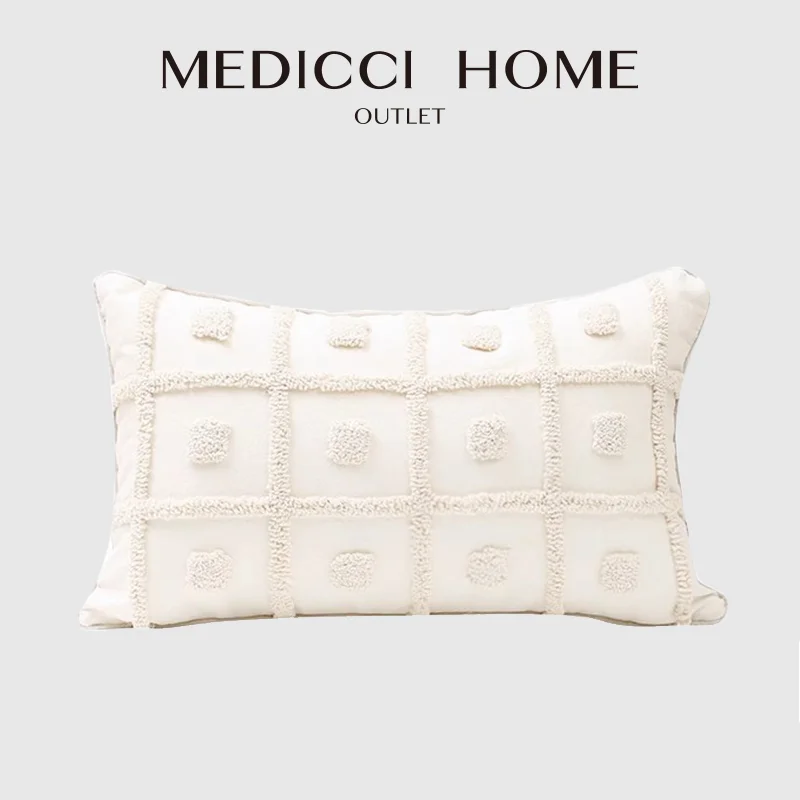 Medicci Home Wabi Sabi Style Plain White Cotton Canvas fodere per cuscini testurizzati fodera per cuscino lombare Boho trapuntata a mano 30x50cm