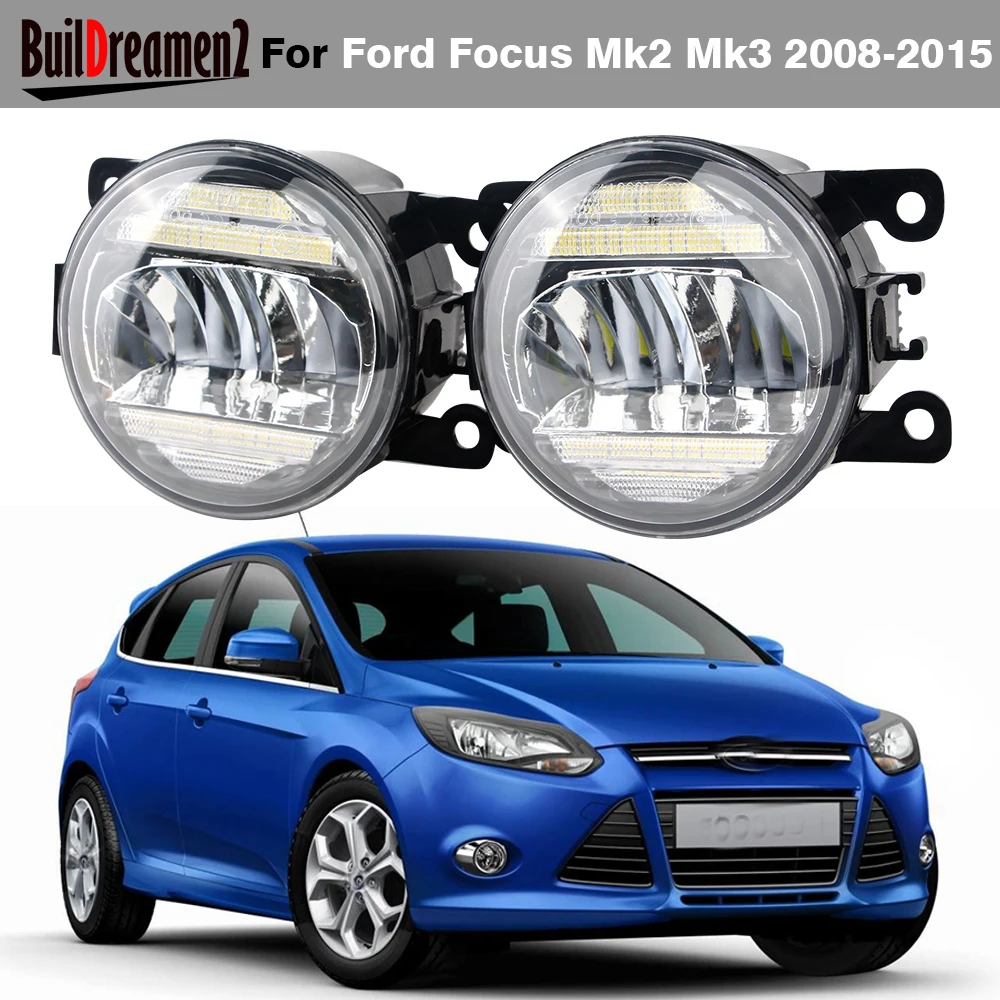 2 X Car Front Bumper LED Fog Light Assembly DRL Daytime Running Lamp H11 For Ford Focus Mk2 Mk3 Sedan Hatchback Estate 2008-2015