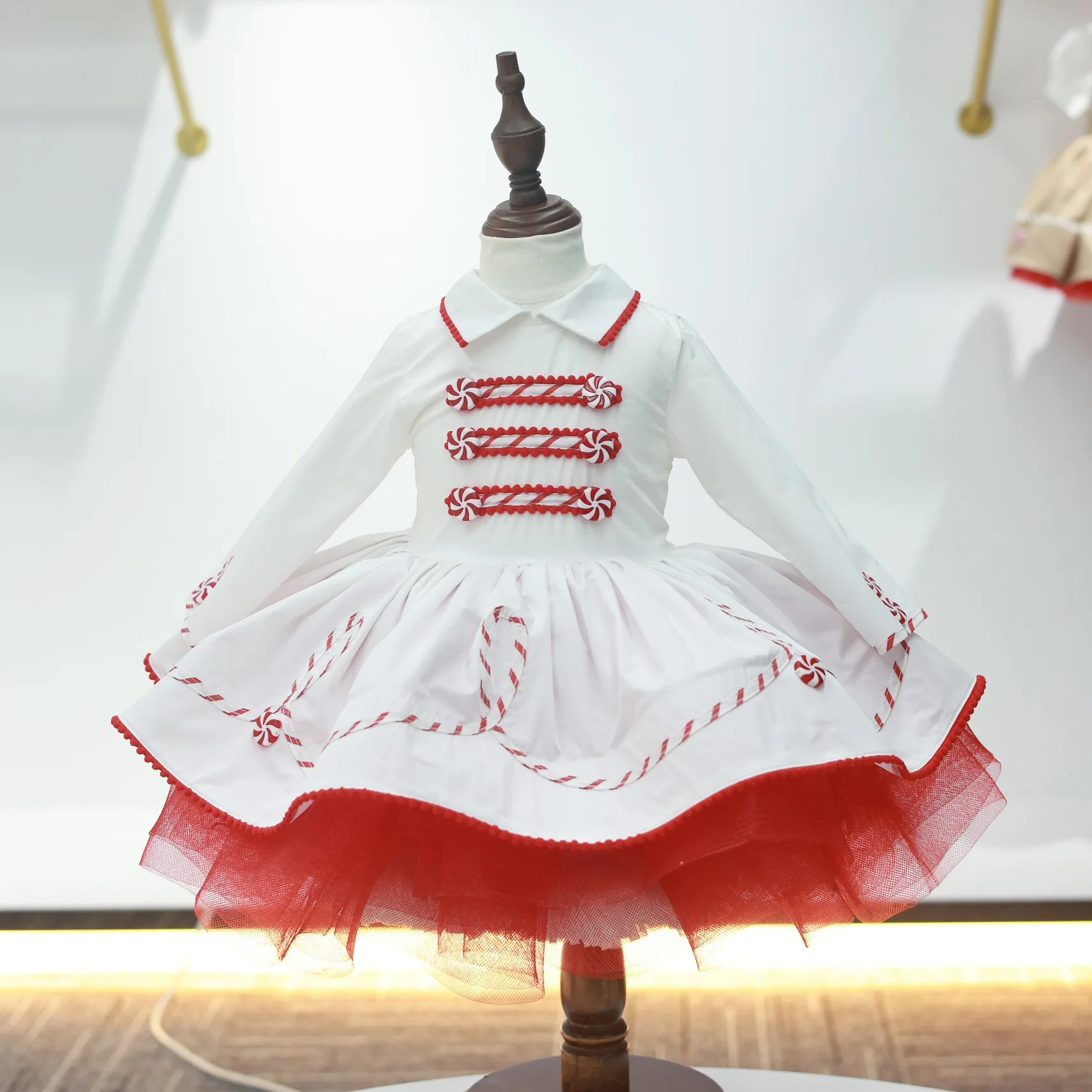 0-12Y Baby Girl Autumn White Windmill Candy Turkish Vintage Lolita Princess Dress for Birthday Holiday Casual Eid Christmas C117