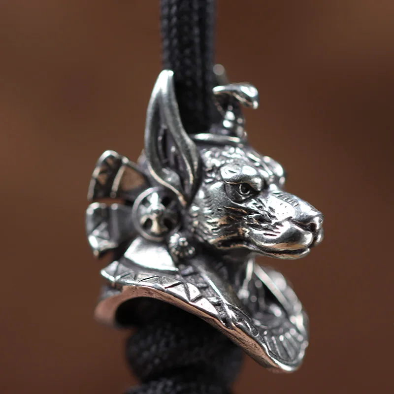 Ancient Egypt Death God Anubis Jackal Head Brass EDC Knife Beads DIY Paracord Woven Lanyard Pendants Jewelry Outdoor Accessories