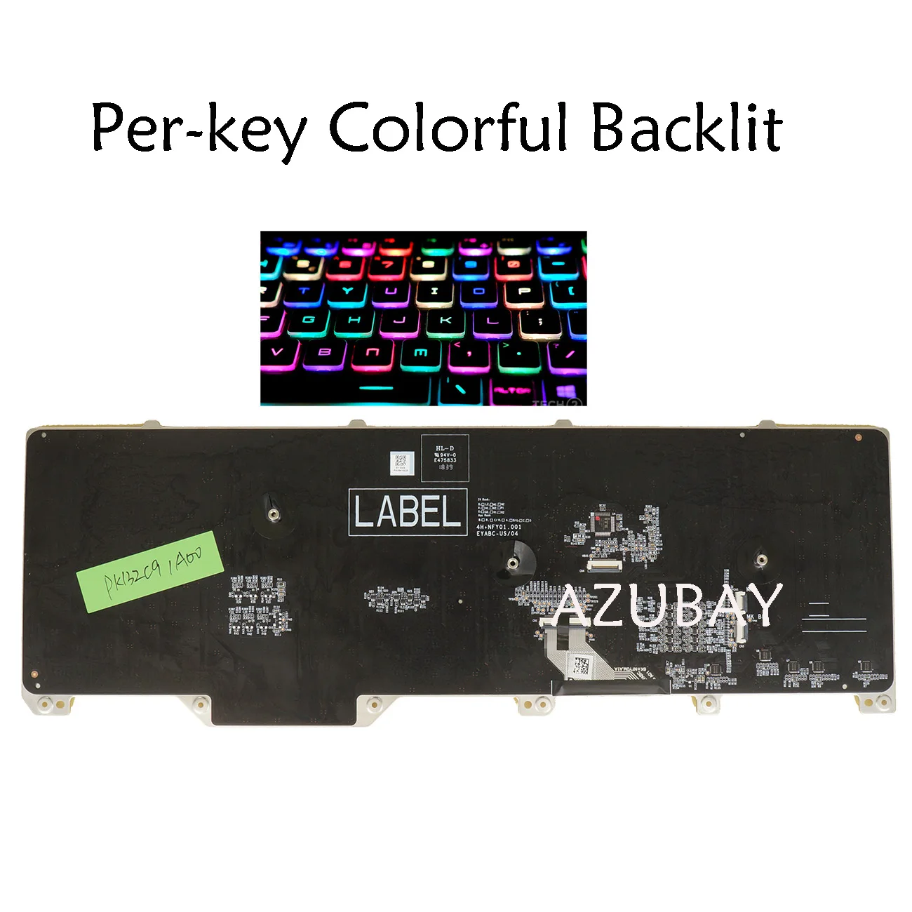 Korean Laptop Keyboard for DELL 0M8XH2 PK132F11A05 NSK-EYABC, Alienware 17 R5, Area 51m R1, Per-key Colorful Backlit Gray Black