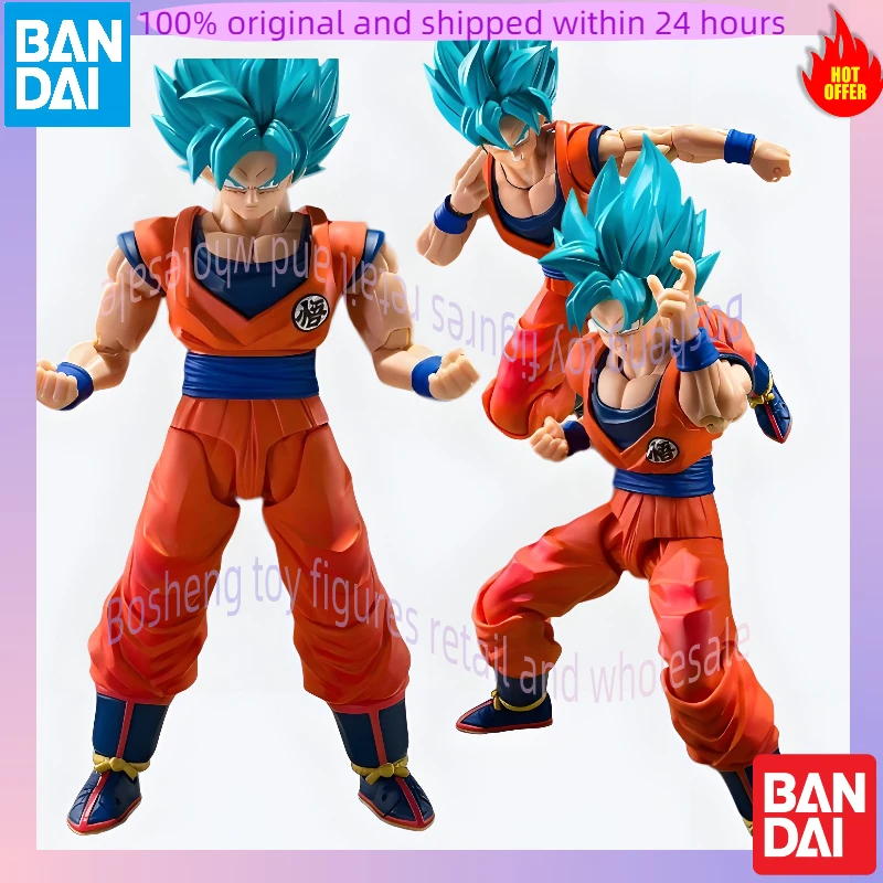 100% Original Bandai SHF Super Saiyan God Son GOKU Blue Sky Beyond The Limit of Blue Power Figure Collection Gift