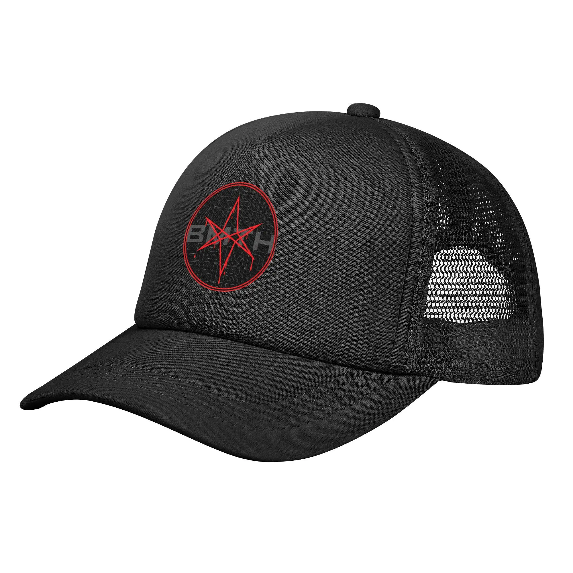 Bring Me the Horizons Hexagram Mesh Baseball Cap Men Women Vintage Trucker Hat Adjustable Polyester Golf Hats Summer Trucker Hat