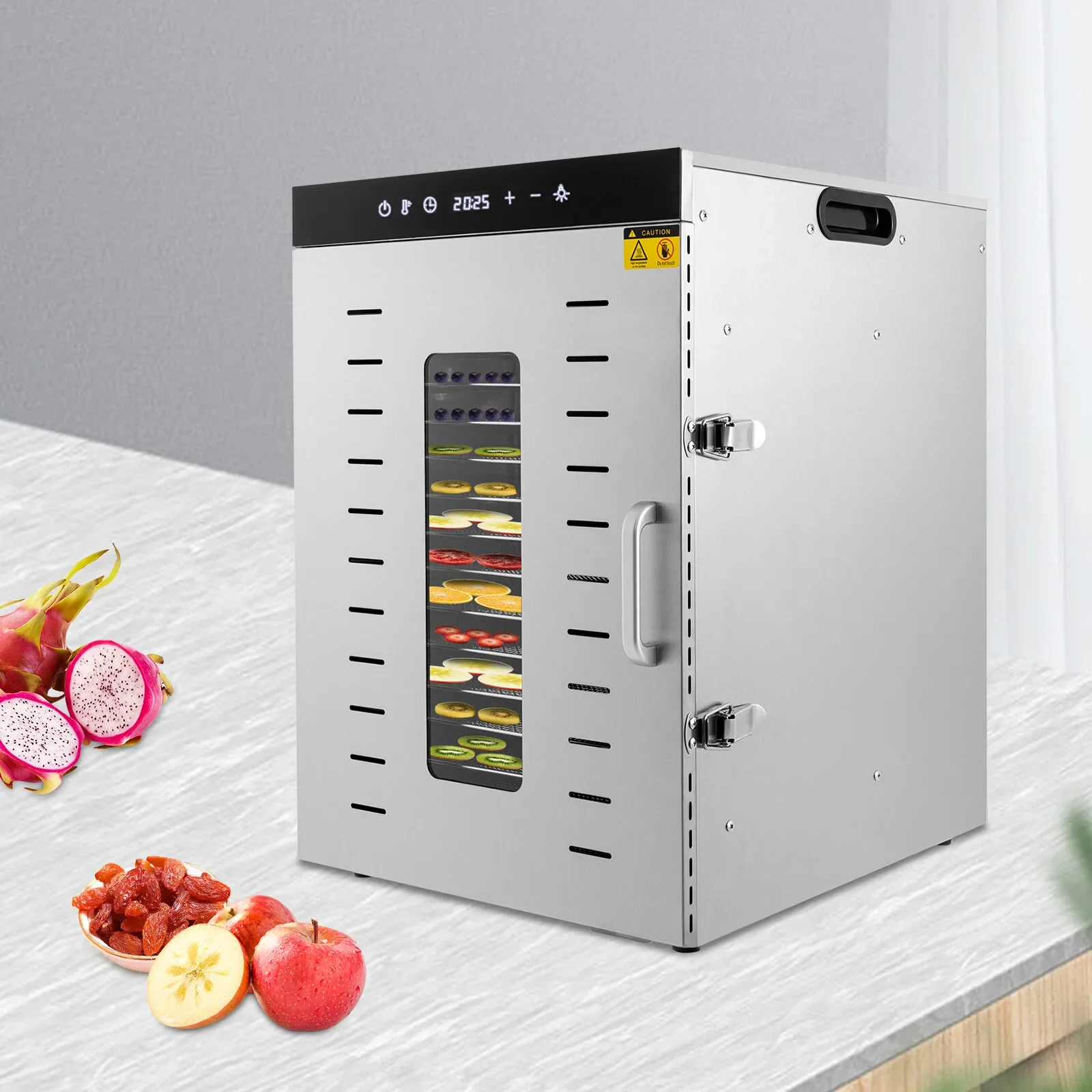 

16-Tray Dryer Commercial Food Dehydrators Stainless Steel Drying Machine 1350W