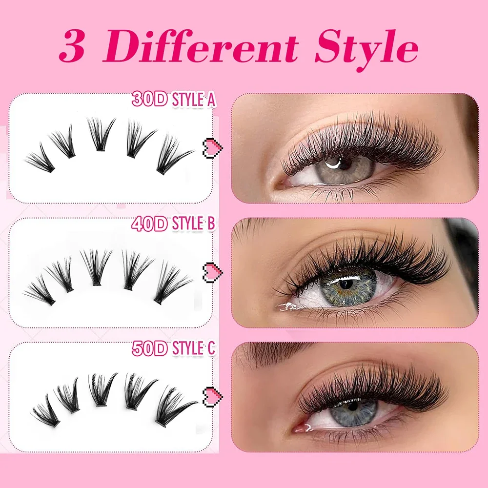 DIY 5D Fluffy Lash Clusters 50D 80D 100D Thick Eyelash Clusters D/DD Curl Wispy Individual Lashes 9-16mm Eyelash Extension