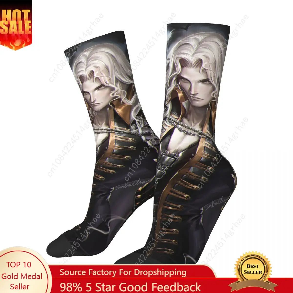 

Alucard Vampire Socks Men's Women's Casual Castlevania Anime Socks Harajuku Spring Summer Autumn Winter Socks Gifts