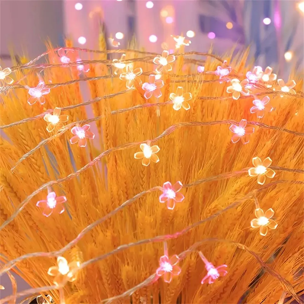 1 قطعة 1.5M10LED/3M20LED/4.5M30LED صندوق بطارية سلسلة ضوء زهر الكرز ، باستثناء البطارية ، تستخدم لتزيين الغرفة