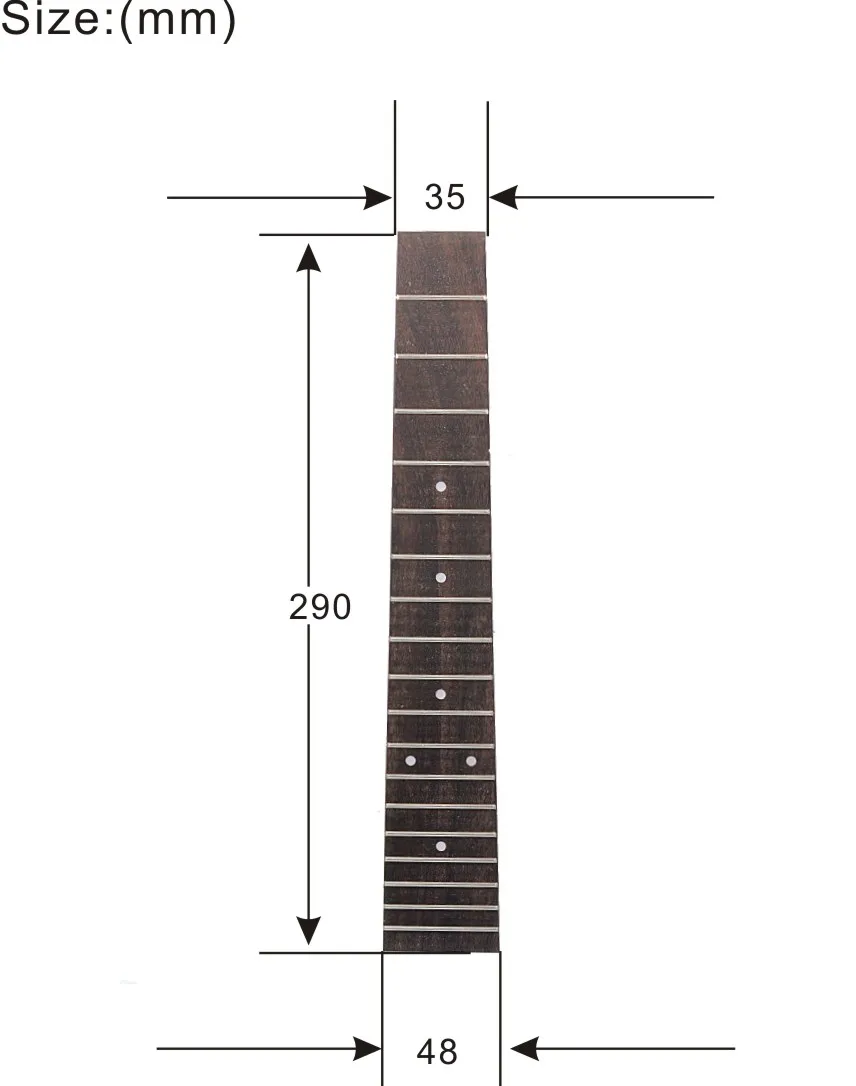 Maple Fretboard Rosewood Ukulele Fingerboard for 26 Inch Tenor Ukulele with 3mm Dot 18 Fret Fretboard UK Parts