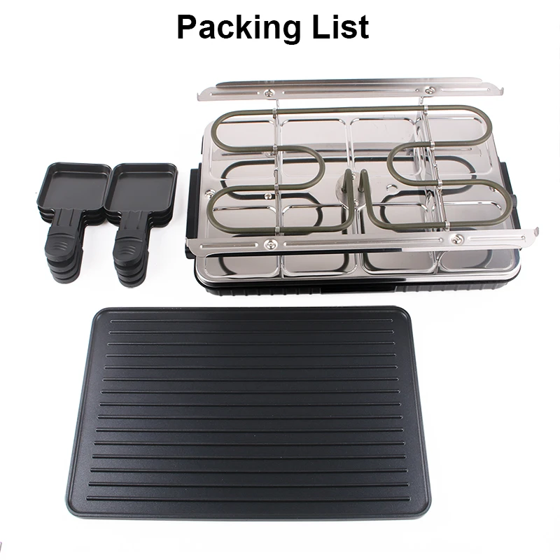 Parrilla Eléctrica Raclette de 2 Capas, Plancha Antiadherente sin Humo, Sartén para Asar, Placa Caliente para Brochetas, Horno Coreano para Barbacoa, Máquina para Asar (EU/US)