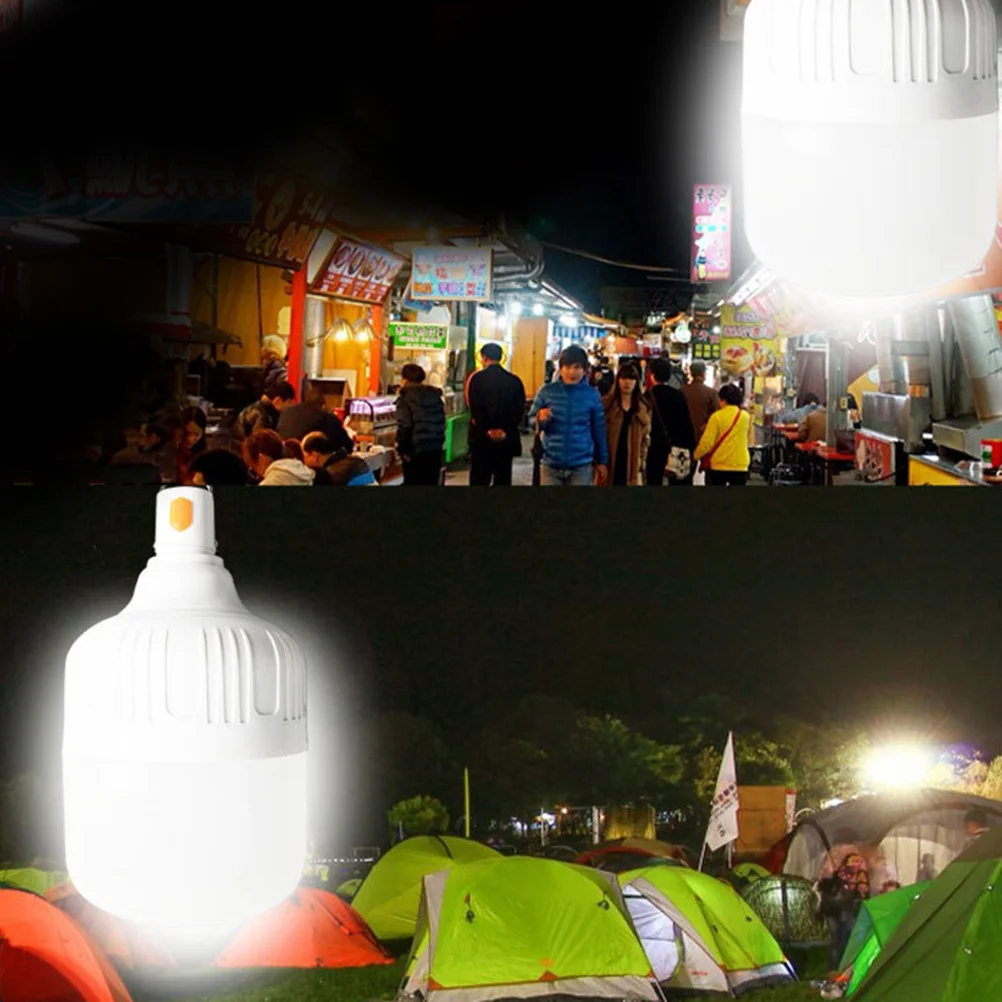 1Pcs Portable Waterproof Rechargeable LED Emergency Bulb 40W Outdoor Hanging Camping Tent Light USB Bulb Hook Camping Lights