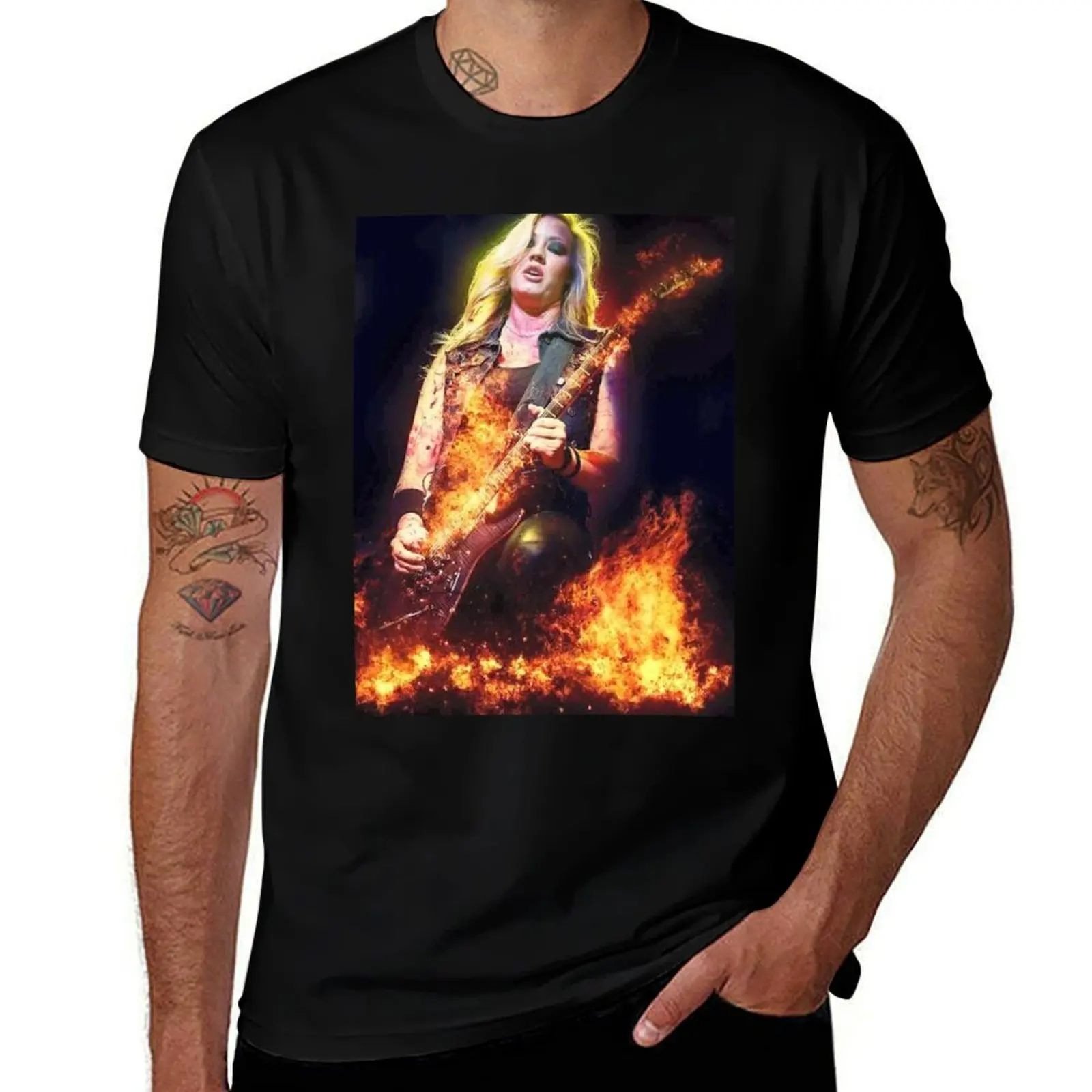 Nita Strauss Is On Fire T-Shirt Lightweight Basic Short Sleeve Shirt T-Shirt
