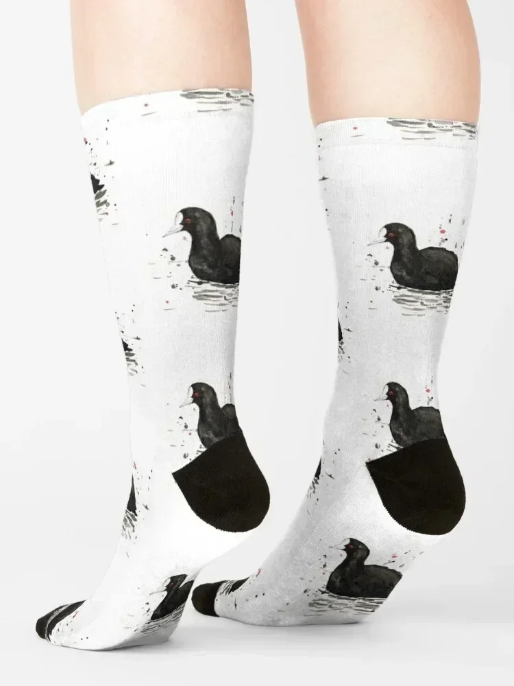 An ink drawing of a common coot. Socks anti slip football cotton ankle sport Designer Man Socks Women's