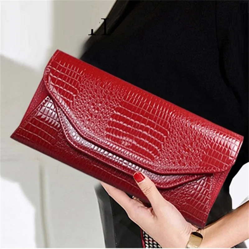 

Женский клатч из натуральной кожи с узором аллигатора, многофункциональные женские сумки через плечо или через плечо из коровьей кожи с цепочкой