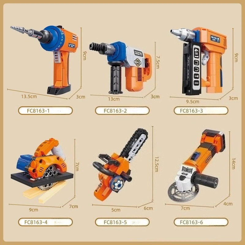 SEMBO Mini Electric Drill Building Blocks Children's Educational Repair Tool Set Assembled Chainsaw Model Ornaments Trendy Toys