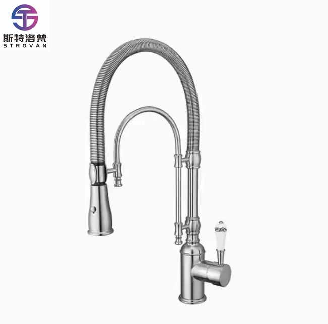 

High-End Brass Kitchen Faucet with Modern Classic Design Single-Handle Sink Faucet Ceramic Valve for Hot & Cold Water