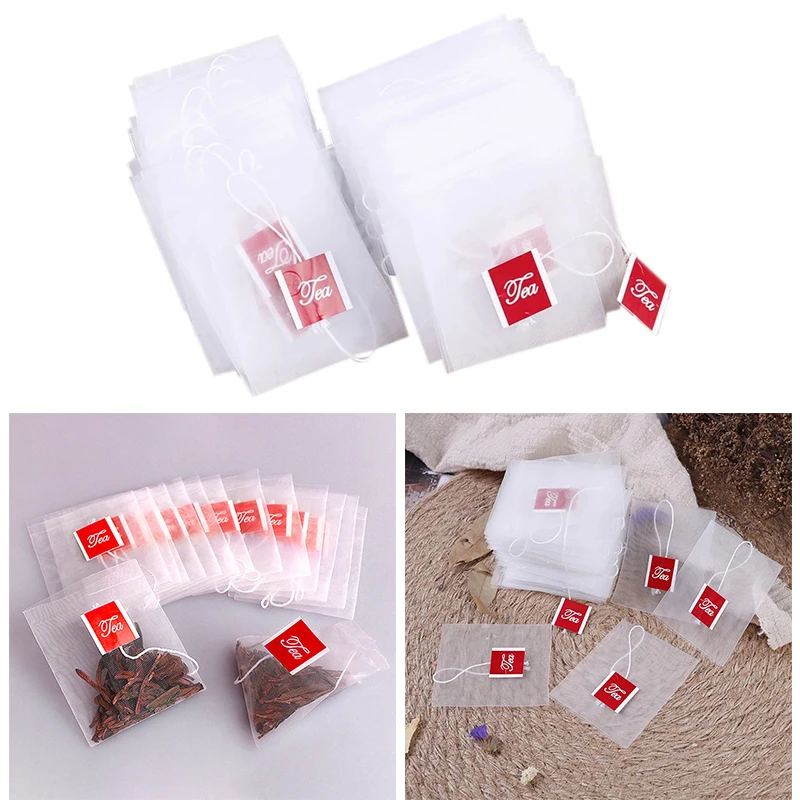 100Pcs Tea Bag Infuser With String Heal Seal Sachet Filter Paper Nylon Teabags Empty Tea Bags