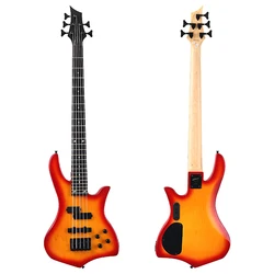 5 String Electric Bass Guitar Matte Finish Full Okoume Body 43Inch Active Bass Guitar Free Bag Black Cherry And Natural