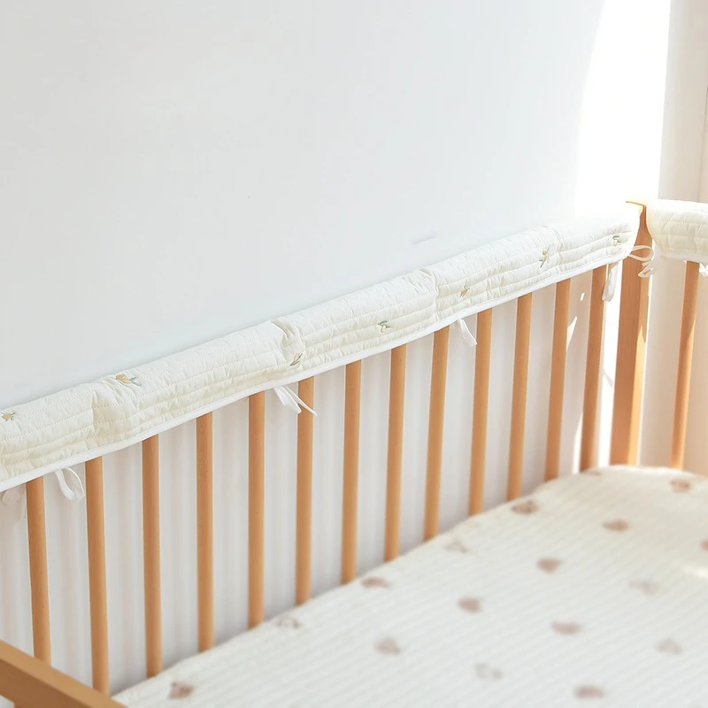 

60 120CM Cotton Crib Bed Bumper Fashion Cute Embroidery Baby Anti-bite Bed Fence Guardrail Rail Anti-collision Infant Bumper