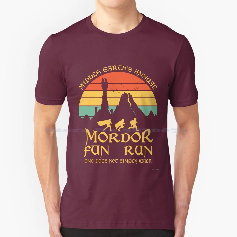 Graphic Tees Mordor Fun Run T-Shirt Funny Novelty Design Shirts Super Power Of The Ring T Shirt 100% Cotton Tee Aesthetic Cool