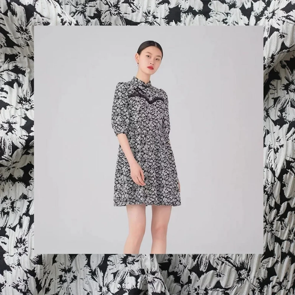 

Yarn-dyed Bark Wrinkled Black White Jacquard Fabric Front Back Can Be Used Dress Casual Wear Fashion Diy Sewing Wholesale Cloth
