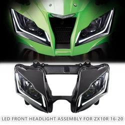 1X Full LED Front Headlight Assembly For Kawasaki Ninja ZX10R ZX 10R 2016-2020 Optical Fiber Motorcycle DRL Headlamp US STOCK