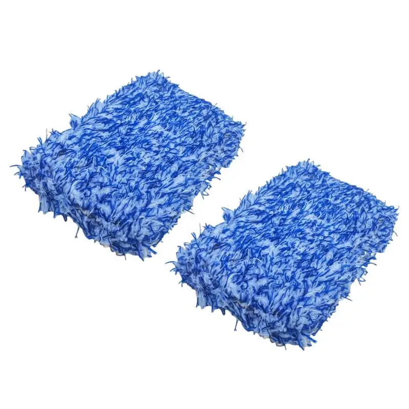 Microfiber Sponge For Car Washing Microfiber Plush Car Wash Pad 2X Auto Wash Mop Multipurpose Cleaning Pads For Motorcycles