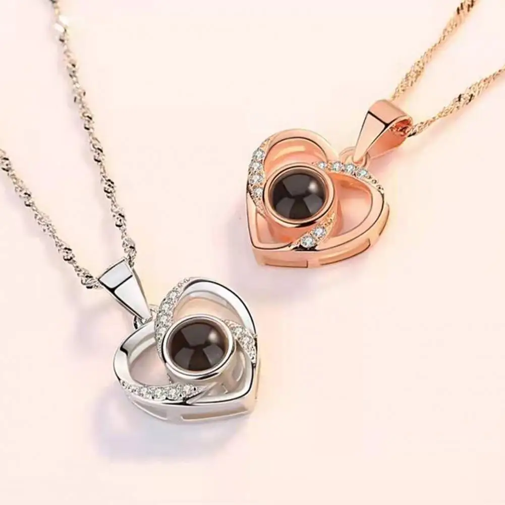 High-quality Photo Necklace Personalized Photo Projection Necklace Memorial Jewelry Custom Pet Photo Pendant Chain for Wife
