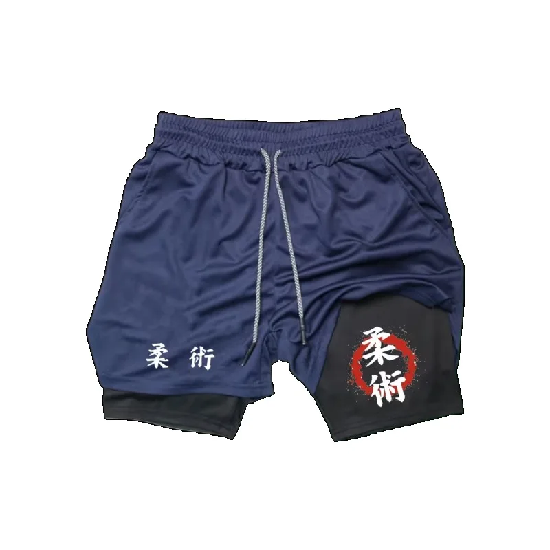 Multifunctional Men's Summer Breathable Dual-purpose Double-layer with Elastic 2-in-1 Compression and Quick Drying Sports Shorts