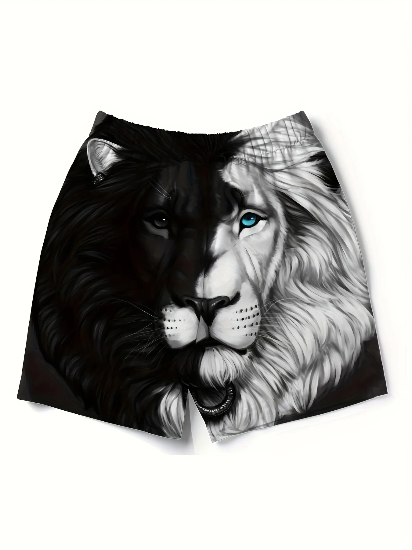 2026 Hot Selling Fashion New Cool 3D Printed Lion Black and White Pattern Outdoor Hip-hop Street Wear Beach Shorts Big Size