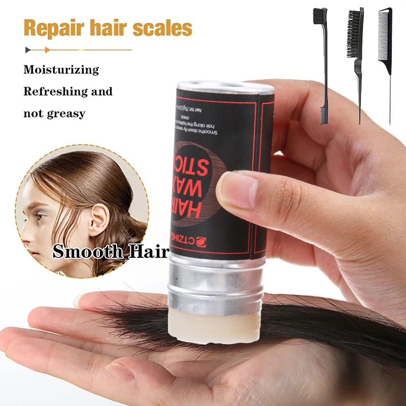 CTZIHGAO 1-3pcs Hair Wax Stick Set with Slick Back Brushes Gel Pomade with Edge Control Brush Kit  Hair Wig Styling Accessories4