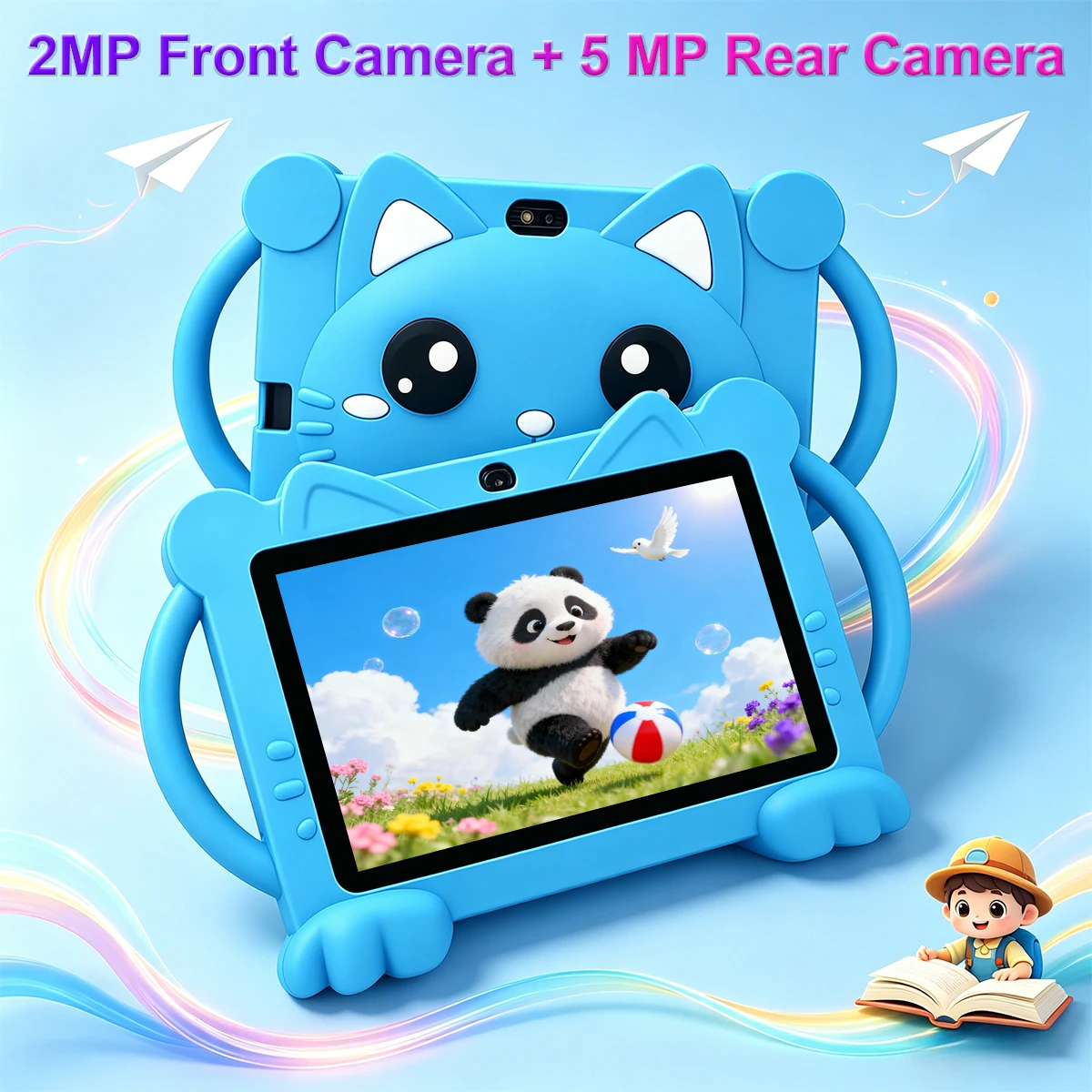 7 Inch Kids Tablet Android 14 4GB RAM 64GB ROM Parental Control Dual Camera with Shockproof Case 3500mAh Kids Software