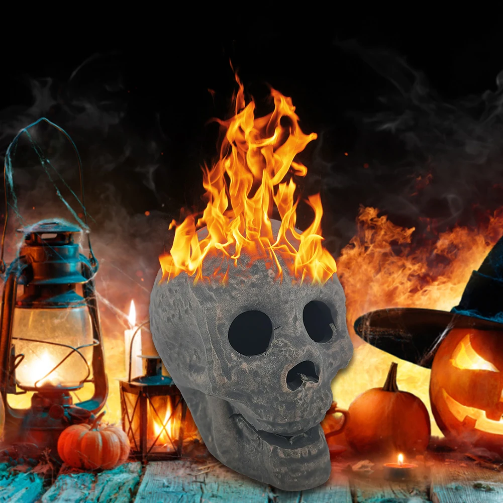 Halloween Skull Sculpture Horror Atmosphere Stove Skull Fireproof Flame Retardant Reusable Party Haunted House Decoration
