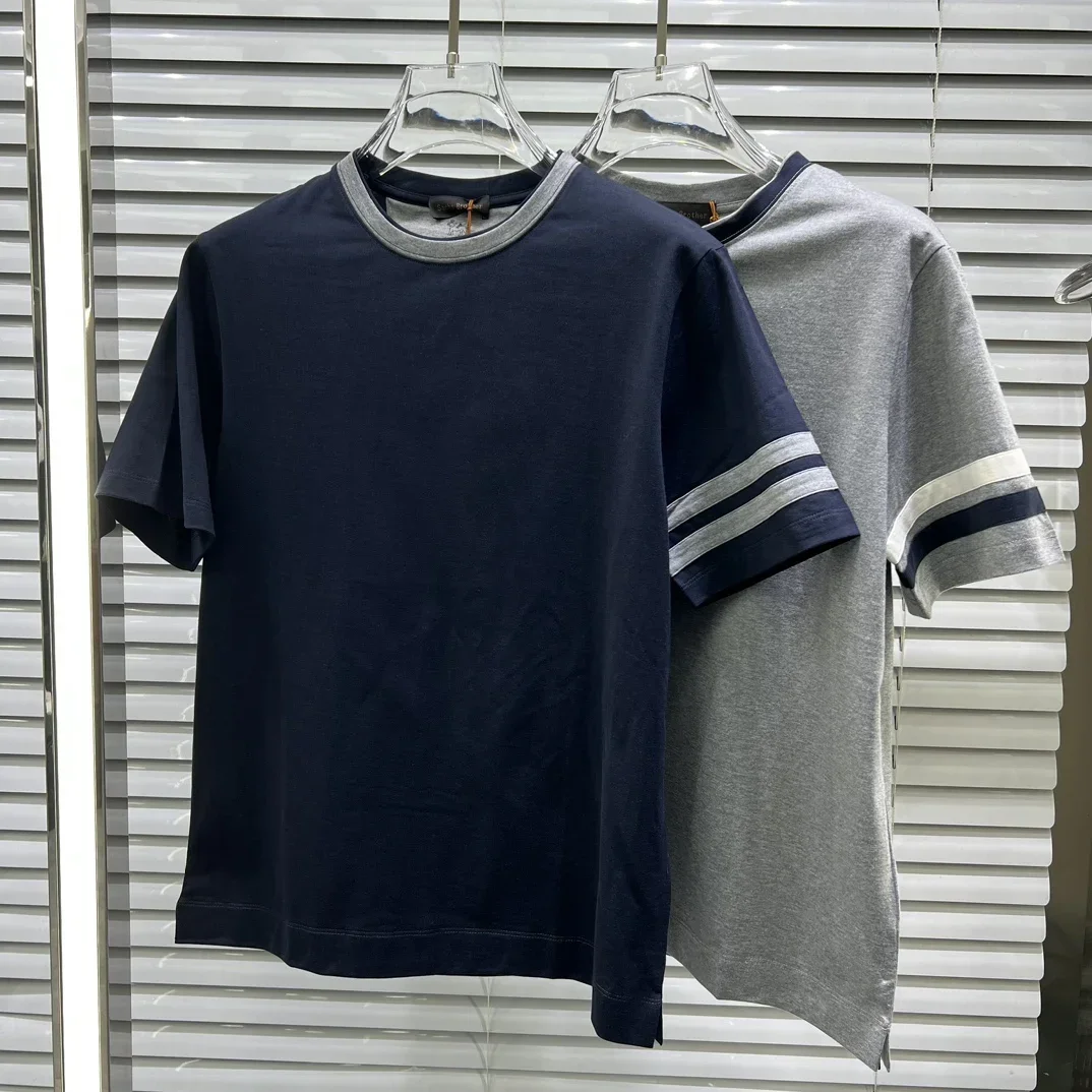 

2024 DIKU Shirt silk men 2024 summer new short sleeve breathable thin embroidery quality big size M -3XL