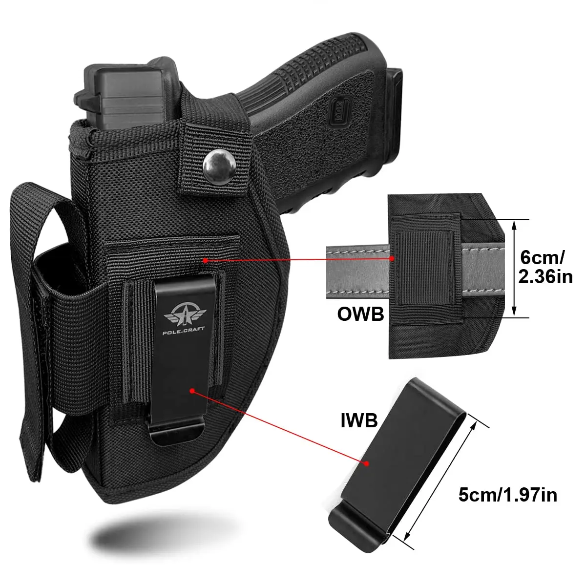 IWB/OWB Holsters Fit: Glock 19 17 26 43/G2C G3C/Sig P320/M&P 9mm 40/45/380 /Security 9/Hellcat (Black, Right/Left Hand Draw
